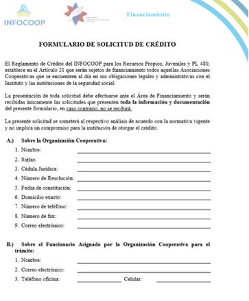 FORMULARIO FINANCIAMIENTO INFOCOOP
