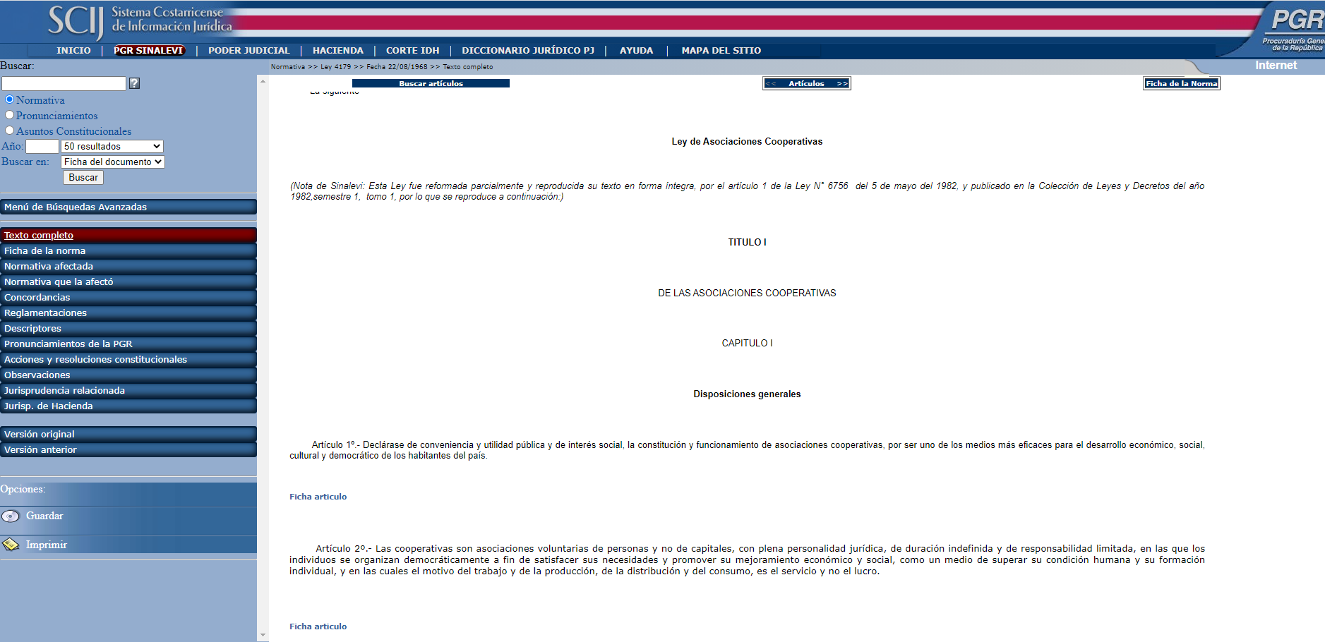 ley 4179 asociaciones cooperativas